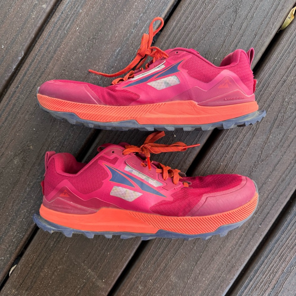 Altra Lone Peak Red and Orange Trail Running Shoes